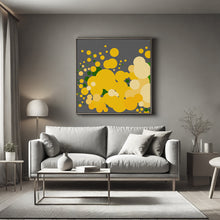 Load image into Gallery viewer, Limited edition Yellow geometric bouquet print, contemporary abstract floral artwork for home interiors