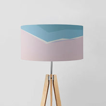 Load image into Gallery viewer, Before Sunset Beach Drum Lampshade, 45cm (18") diameter, featuring a vibrant coastal sunset scene, perfect for home decor