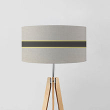 Load image into Gallery viewer, Fine Belgian Linen and Stripes drum lampshade, 45cm diameter, handmade natural fabric lighting decor