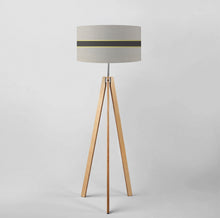 Load image into Gallery viewer, Luxury Fine Belgian Linen striped drum lampshade, 18 inch, modern artistic light shade for interiors