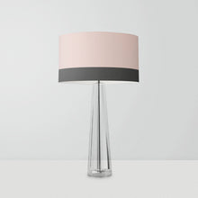 Load image into Gallery viewer, Blush Pink and Dark Grey Stripes drum lampshade, 25cm diameter, handmade modern striped light shade