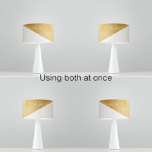 Load image into Gallery viewer, Limited edition Dipped in Gold drum lampshade, 25cm/30cm, modern metallic design for stylish home interiors
