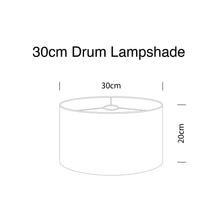 Load image into Gallery viewer, 30cm drum lampshade diagram with measurements, showcasing a cylindrical design