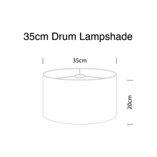 Load image into Gallery viewer, Illustration of a 35cm drum lampshade with dimensions showing diameter and height for interior decor.