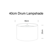 Load image into Gallery viewer, 40cm drum lampshade dimensions illustration showcasing size and proportions