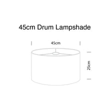 Load image into Gallery viewer, 45cm drum lampshade dimensions illustration showing circular design and height of 25cm.

