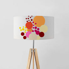 Load image into Gallery viewer, Hand-painted orange floral geometric drum lampshade, 16 and 18 inch, contemporary artistic light shade