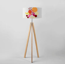 Load image into Gallery viewer, Orange geometric abstract bouquet drum lampshade, handmade modern lighting for stylish interiors