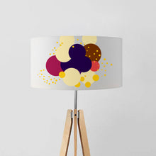 Load image into Gallery viewer, Geometric abstract bouquet of navy flowers drum lampshade, 40cm and 45cm diameter, handmade modern lighting decor