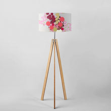 Load image into Gallery viewer, Hand-painted pink floral geometric drum lampshade, 16 and 18 inch, contemporary artistic light shade