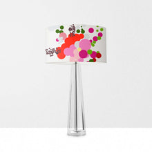 Load image into Gallery viewer, Geometric abstract bouquet of red flowers drum lampshade, 25cm (10 inch) diameter, handmade modern lighting decor