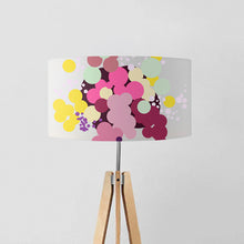 Load image into Gallery viewer, Yellow and Pink abstract flowers drum lampshade, 40cm and 45cm diameter, handmade modern lighting decor