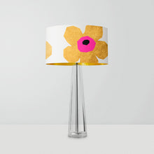 Load image into Gallery viewer, Hand-painted Gold Flower drum lampshade, 10 inch, gold interior