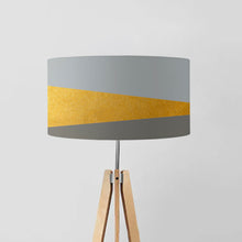 Load image into Gallery viewer, Gold and grey striped drum lampshade, 45cm modern lighting decor