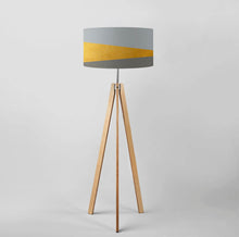 Load image into Gallery viewer, Contemporary gold and shades of grey fabric drum lampshade, 45cm