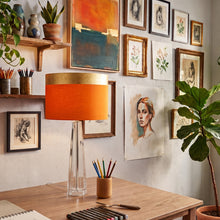 Load image into Gallery viewer, Gold and Orange Stripes drum lampshade, Diameter 25cm (10")