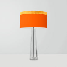 Load image into Gallery viewer, Gold and Orange Stripes drum lampshade, 25cm diameter, handmade modern striped lighting decor