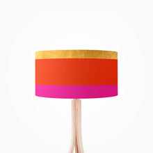Load image into Gallery viewer, Luxury Gold, Orange and Pink Stripes drum lampshade, 35cm, modern colorful striped design with lining options