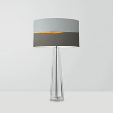 Load image into Gallery viewer, Hand-painted Goldmine drum lampshade, 10 and 12 inch, contemporary artistic gold-toned light shade
