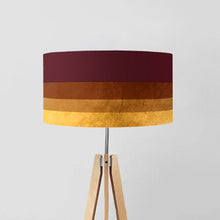 Load image into Gallery viewer, Gradient Bordeaux-Gold drum lampshade with gold lining, 40cm and 45cm diameter, handmade modern lighting decor