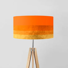 Load image into Gallery viewer, Hand-painted Gradient Orange-Gold drum lampshade, 16 and 18 inch, contemporary artistic light shade with gold interior