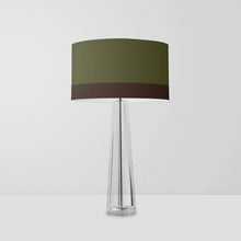 Load image into Gallery viewer, Hand-painted Dark Green and Brown striped drum lampshade, 10 inch, contemporary artistic light shade