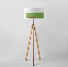 Load image into Gallery viewer, Green and rose stripe fabric lampshade, hand-painted 45cm drum shade