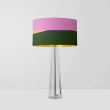 Load image into Gallery viewer, Hand-painted Lake at Sunset fabric drum lampshade, 10 or 12 inch
