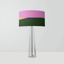 Load image into Gallery viewer, Lake at Sunset drum lampshade, 25cm and 30cm landscape lighting