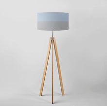 Load image into Gallery viewer, Contemporary Light Blue and Light Grey Stripes drum lampshade, 40cm and 45cm, handmade modern home decor