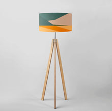 Load image into Gallery viewer, Olive Field drum lampshade, 40cm and 45cm diameter, handmade modern lighting decor with abstract landscape design