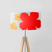 Load image into Gallery viewer, Red and Gold Flower drum lampshade 45cm, handmade statement lighting