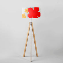 Load image into Gallery viewer, Large 18 inch Red and Gold Flower drum lampshade for ceiling or floor lamp
