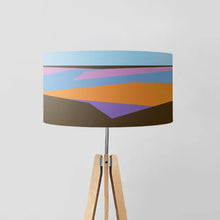 Load image into Gallery viewer, River Drum Lampshade, 45cm (18") diameter, featuring a serene flowing river scene with vibrant blues, perfect for home decor