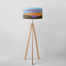 Load image into Gallery viewer, Drum Lampshade, River design, 45cm (18") diameter, featuring a vivid river landscape with serene hues, ideal for decor enthusiasts