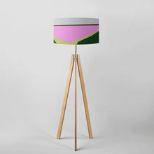 Load image into Gallery viewer, Drum Lampshade, Rose Field design, 45cm (18") diameter, featuring a vibrant floral scene with blooming roses, ideal for decor enthusiasts