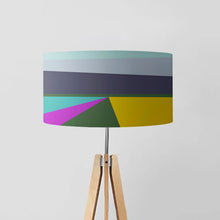 Load image into Gallery viewer, Summer Drum Lampshade, 45cm (18") diameter, featuring a vibrant summer landscape with bright colours, perfect for home decor