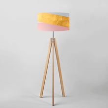 Load image into Gallery viewer, Limited edition Trinity Ring drum lampshade, 40cm/45cm, modern abstract design in gold, rose and light grey