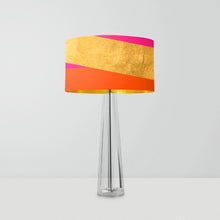 Load image into Gallery viewer, Trinity drum lampshade 25cm, gold magenta orange with gold lining