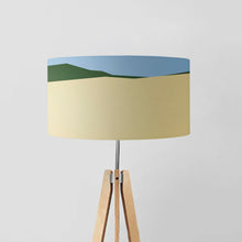 Load image into Gallery viewer, Sand Cliff Drum Lampshade, 45cm (18") diameter, featuring a dramatic desert cliff scene with warm tones, perfect for home decor