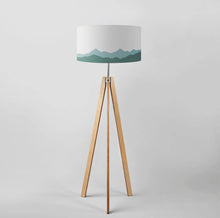 Load image into Gallery viewer, Decorative View in the Alps drum lampshade, 45cm diameter mountain lighting