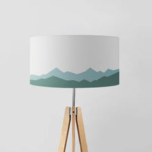 Load image into Gallery viewer, View in the Alps drum lampshade 45cm, handmade mountain landscape light