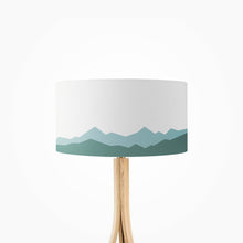 Load image into Gallery viewer, The Alps Mountains Drum Lampshade, 35cm (14") diameter, featuring a majestic mountain landscape with snowy peaks, perfect for home decor