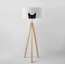 Load image into Gallery viewer, Large 18 inch black cat print fabric drum lampshade