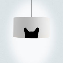 Load image into Gallery viewer, Black Cat Drum Lampshade, 16-inch (40cm) diameter, displaying a stylish black cat graphic with bold contrasts, suited for cozy lighting
