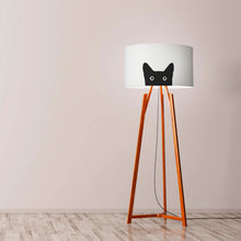 Load image into Gallery viewer, Black Cat Drum Lampshade, 40cm (16") diameter, featuring a charming black cat design with sleek lines, perfect for home decor