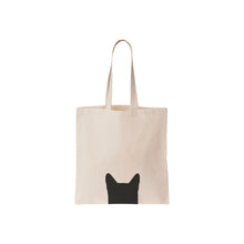 Load image into Gallery viewer, Durable cotton tote bag with cute black cat motif