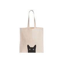 Load image into Gallery viewer, Eco-friendly cotton tote bag featuring black cat artwork