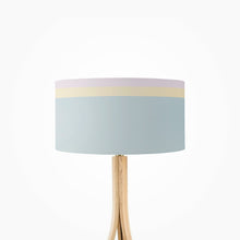 Load image into Gallery viewer, Colour Lines Drum Lampshade, 35cm (14") diameter, featuring a vibrant abstract design with colorful linear patterns, perfect for home decor