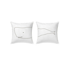 Load image into Gallery viewer, Whale pair cushion cover 50x50cm, cotton decorative pillow for home